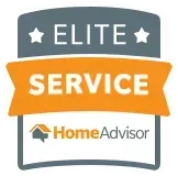 HomeAdvisor Elite Service badge: gray and orange with