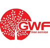 Red logo with a tree graphic and the letters GWF tree service.
