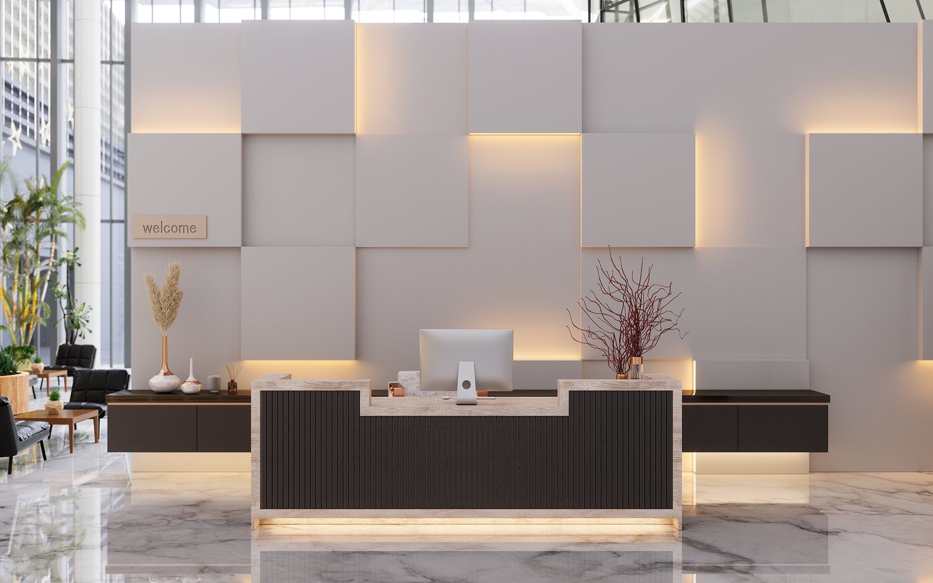 Cozy company lobby – California - Laguna Hills Construction, Inc.