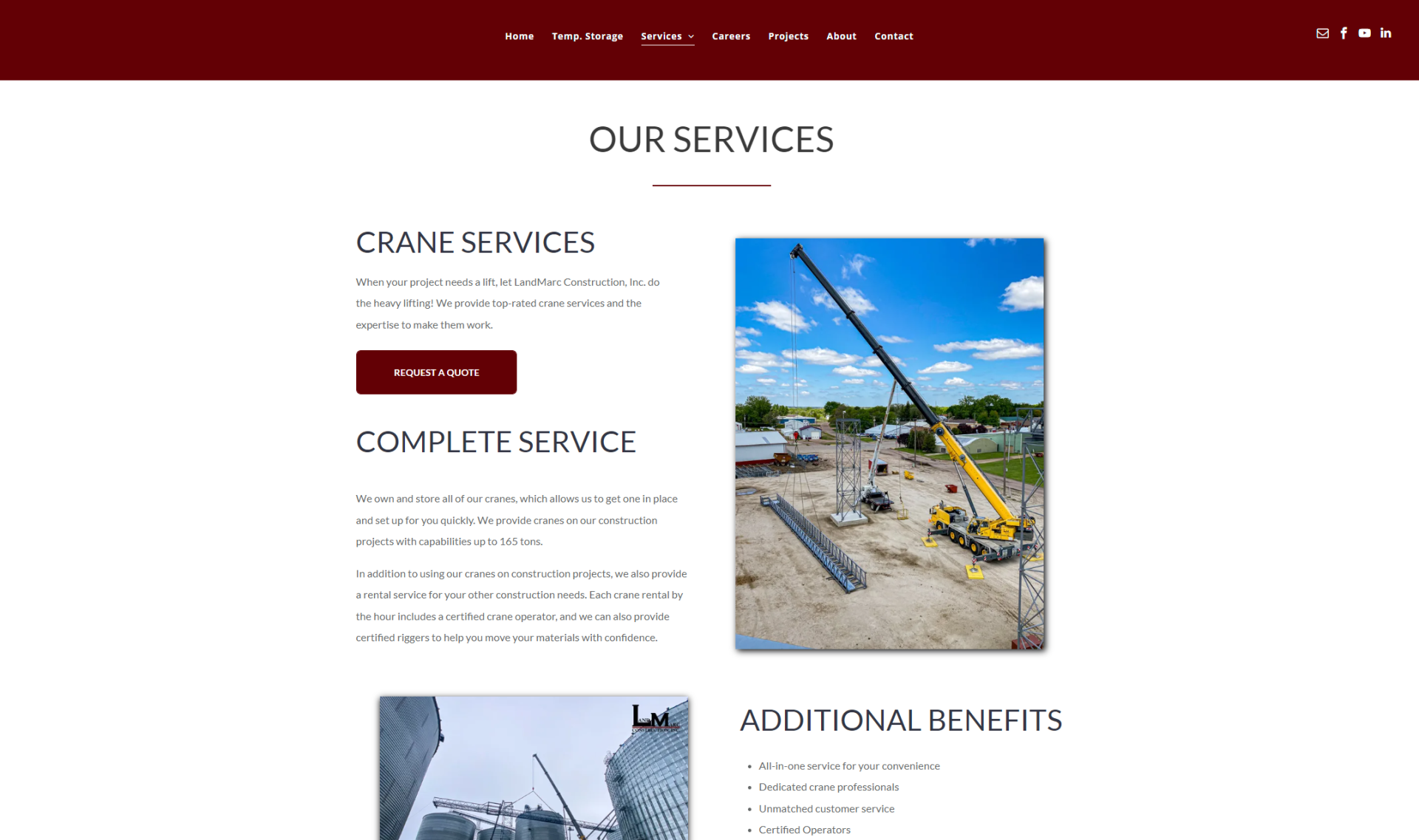 website design and development - landmarc construction