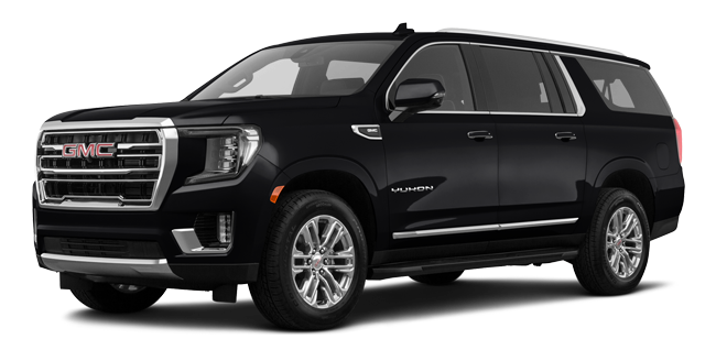 A black gmc yukon is shown on a white background.