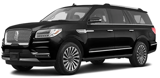 A black lincoln navigator is shown on a white background.
