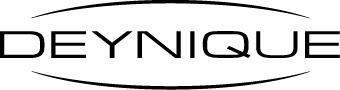 Ein schwarz-weißes Logo für Deynique auf weißem Hintergrund.