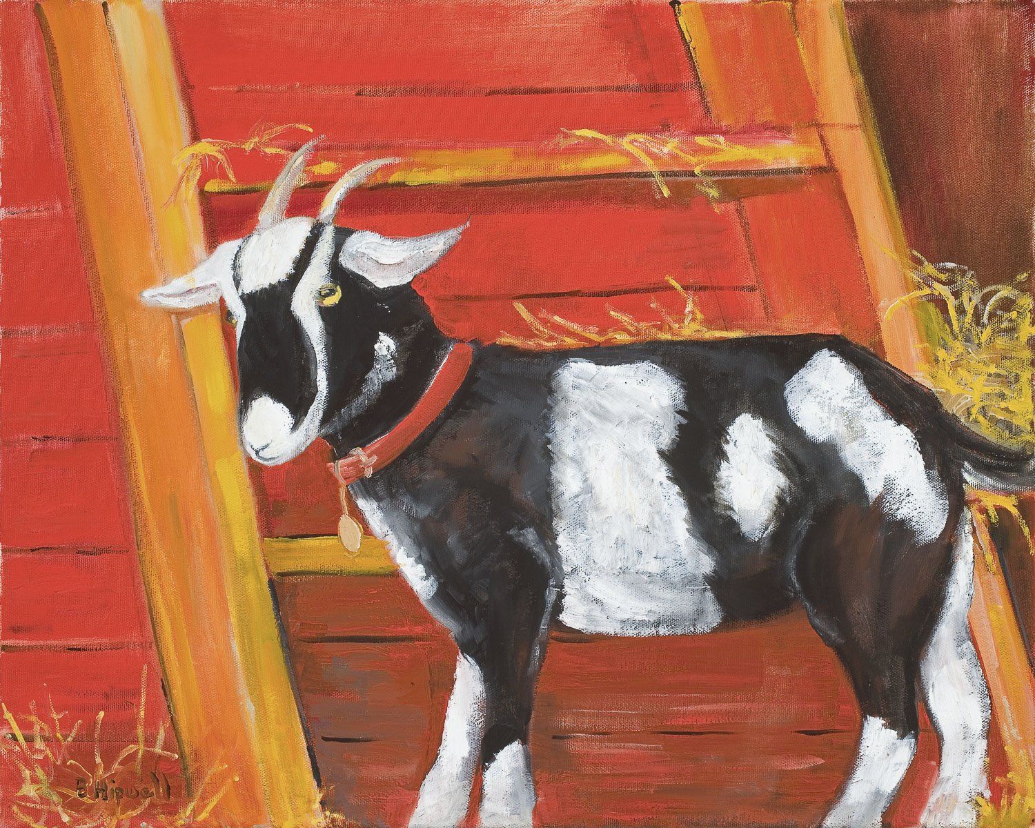 Beulah the Fainting Goat painting by Barbra Hipwell