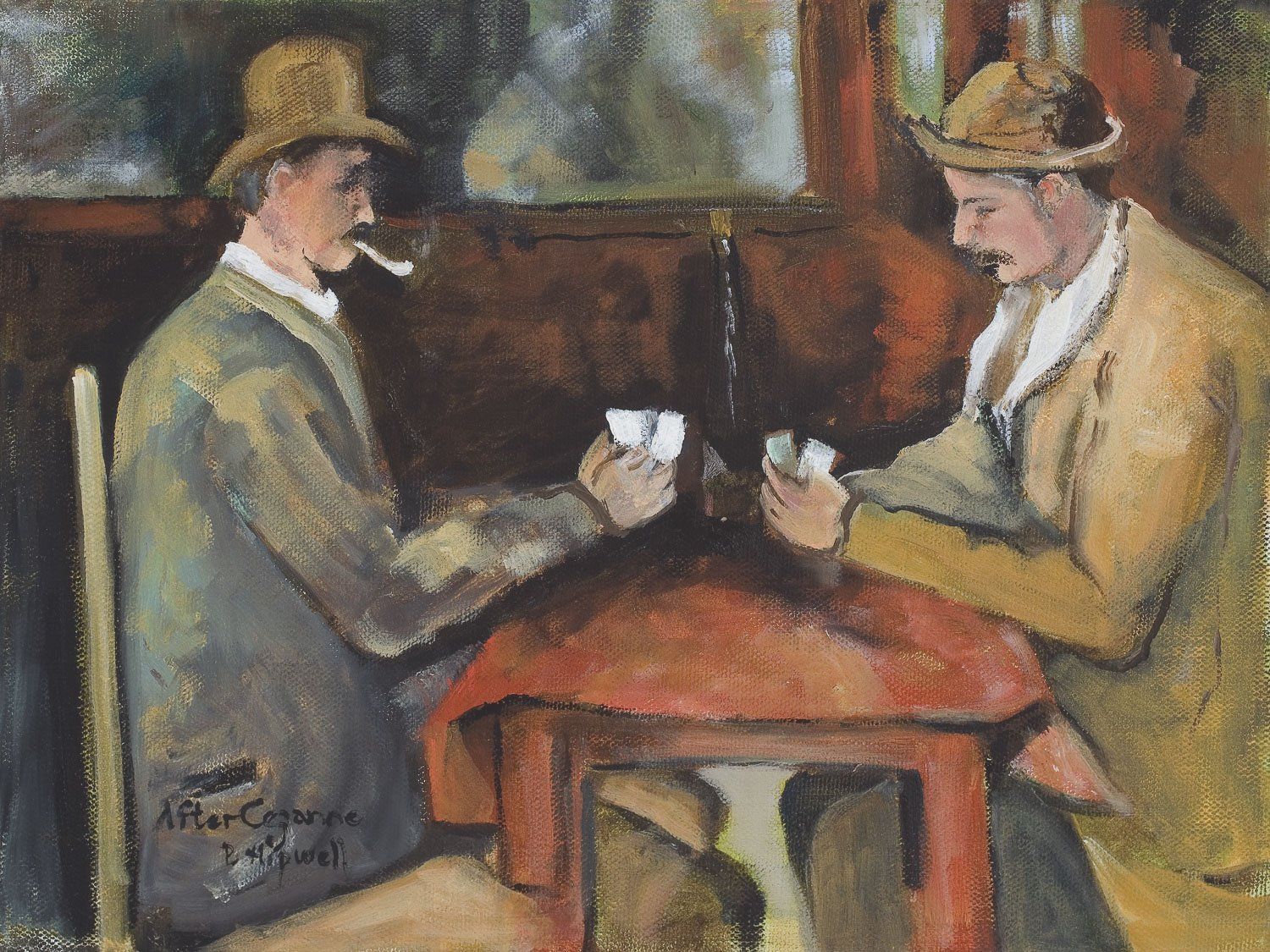 The Card Players (after Cézzanne) painting by Barbra Hipwell