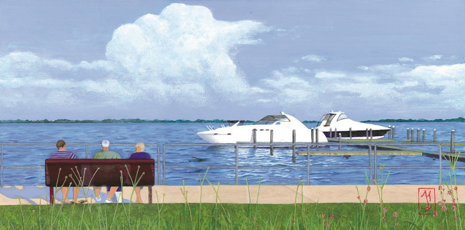 Bench painting by Joseph Teresi available at The Conn - Artist Studio and Gallery in New Baltimore