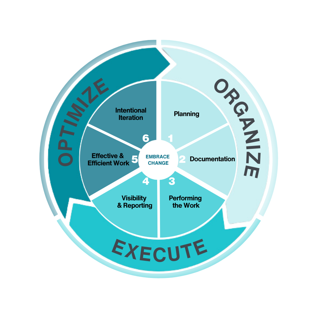 A diagram showing how to organize and execute a project