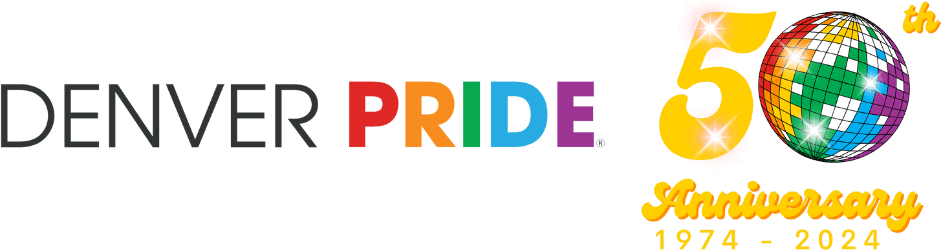 The logo for the denver pride 50th anniversary