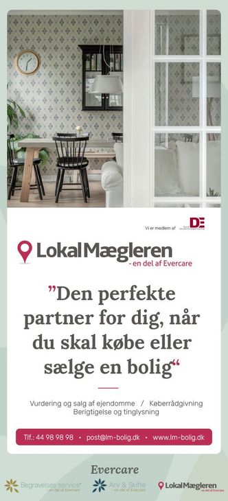 En annonce for LokalMægleren med et billede af en stue