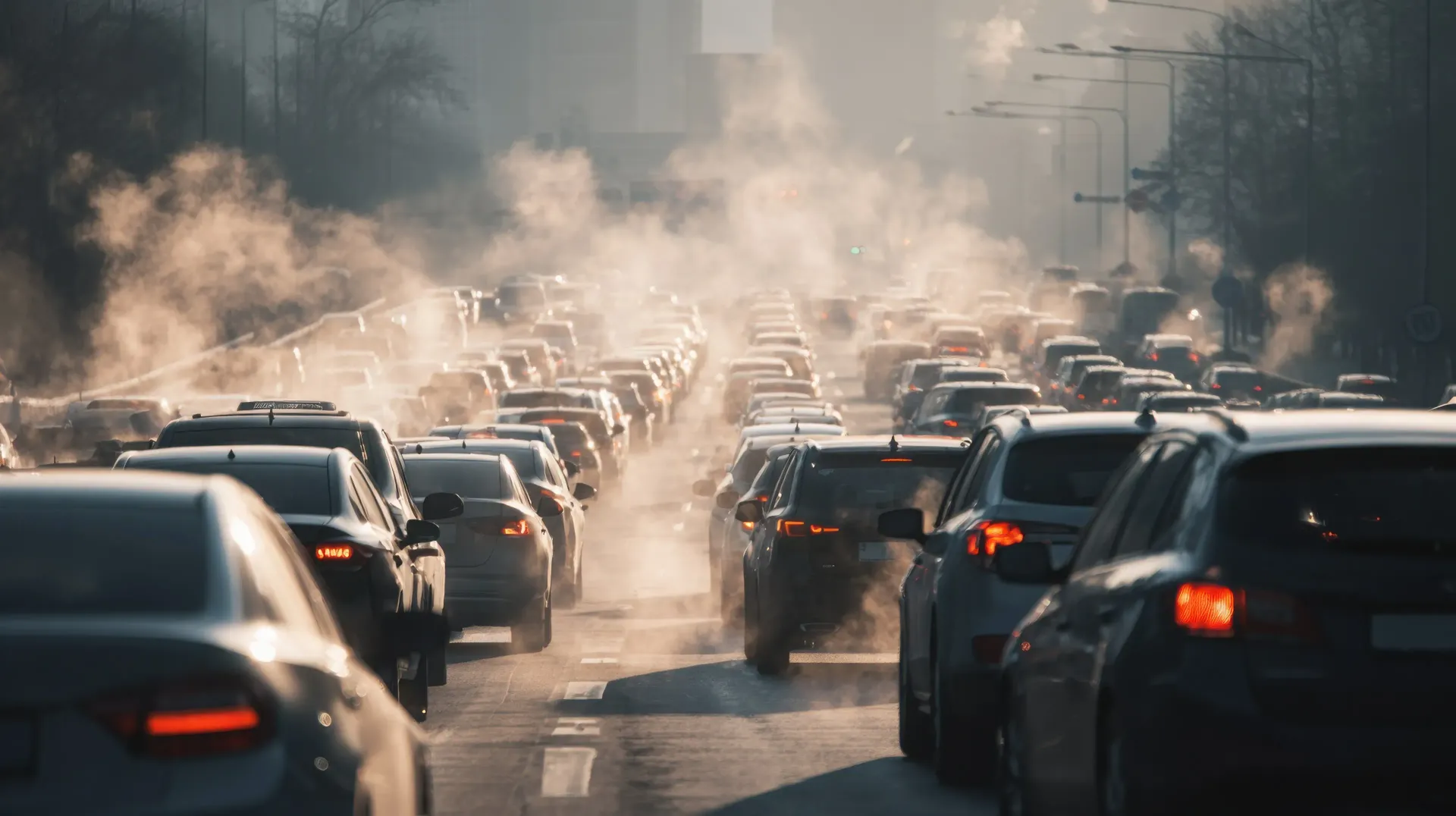 Cars in heavy traffic on a highway, emitting exhaust | The Quiet Zone