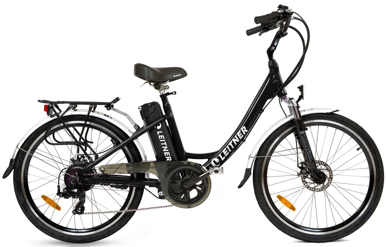 Black Leitner electric bicycle with rear rack and fenders. — Freedom Sports in Bundaberg Central, QLD