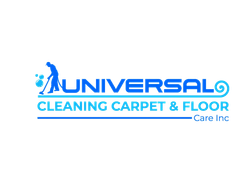Logo: Blue figure cleaning, "UNIVERSAL CLEANING CARPET & FLOOR Care Inc" in blue text.