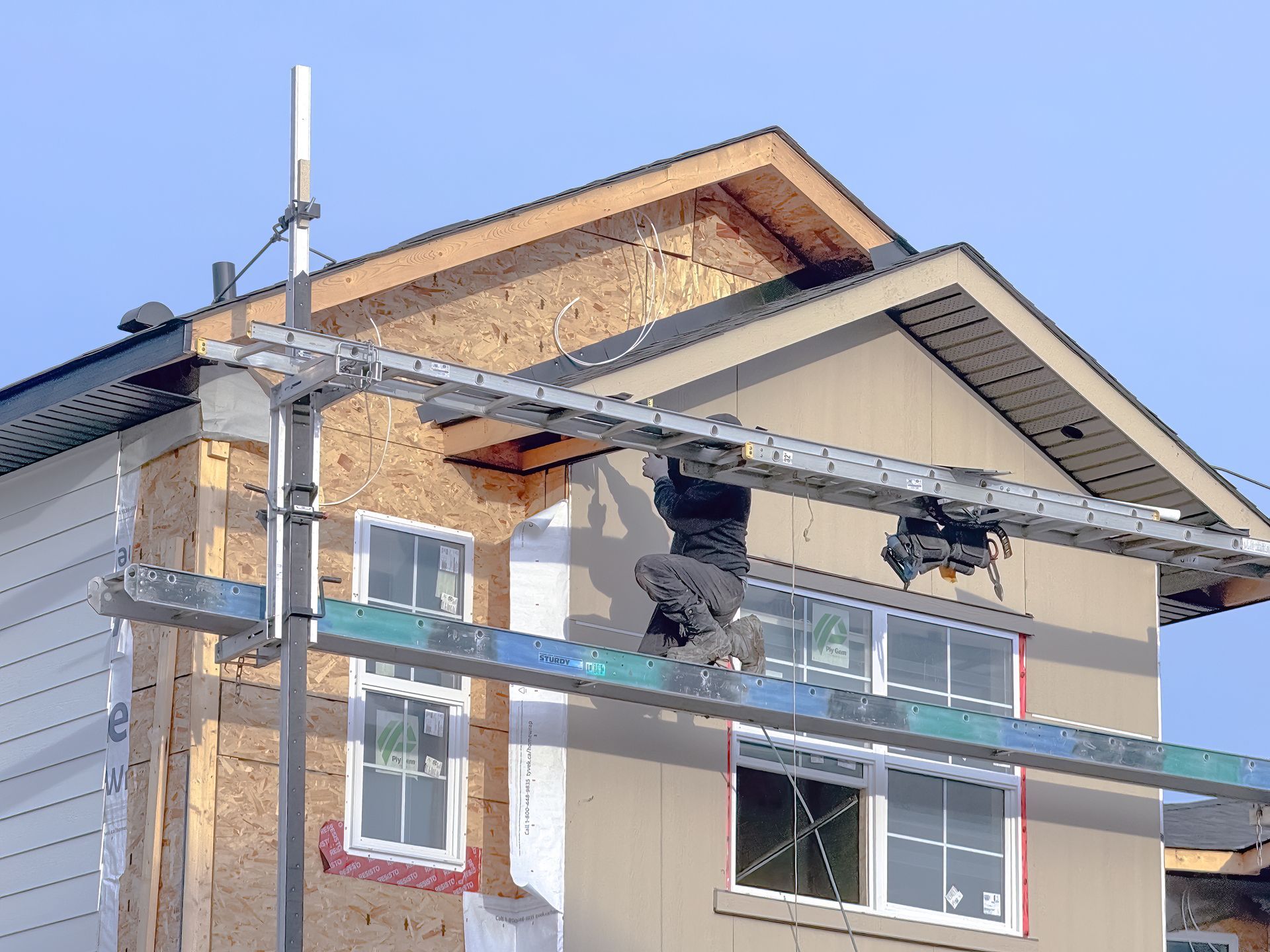 A building under construction with scaffolding around it