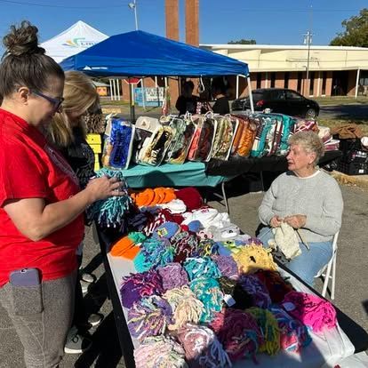 Handmade crocheted caps were for sale at the 2024 Fall Fest