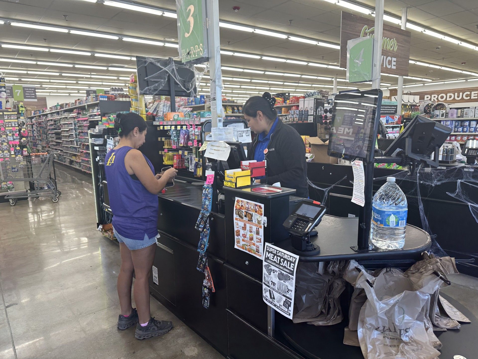 photo of checkout at Harps grocery store, Stilwell, Oklahoma