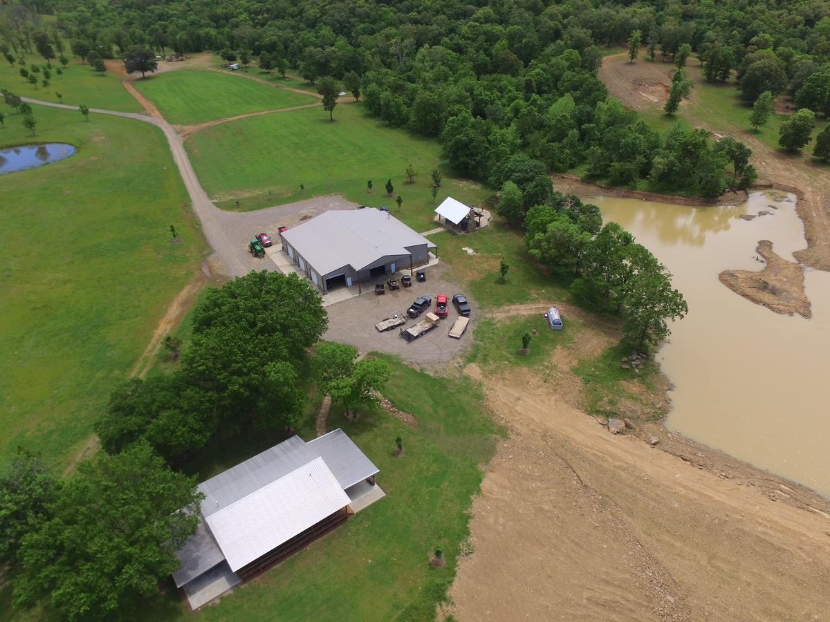 Aerial view of the Lodge at Hunt Mill Hollow Ranch