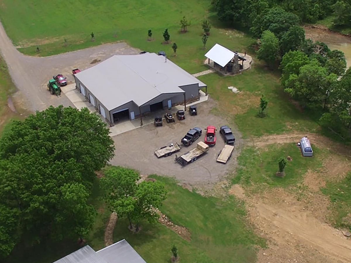 Aerial view of the Lodge at Hunt Mill Hollow Ranch