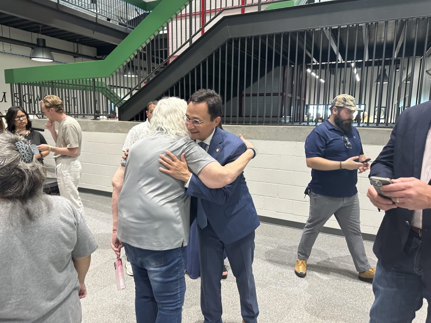 Mayor Jean Ann Hugging Chief Chuck Hoskin Jr. At New Stilwell Wellness Center