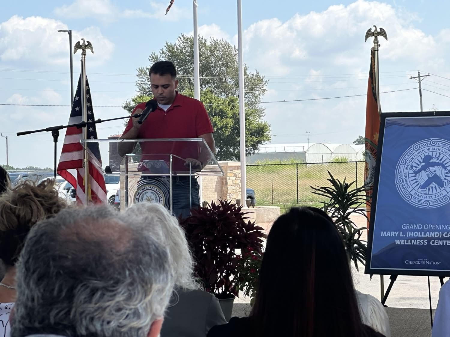 Cody Poindexter Talking at the new Stilwell Wellness center