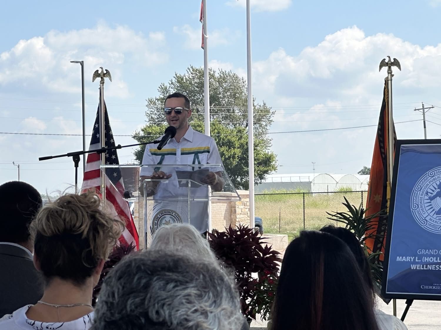 Canaan Duncan talking at the new Stilwell Wellness Center