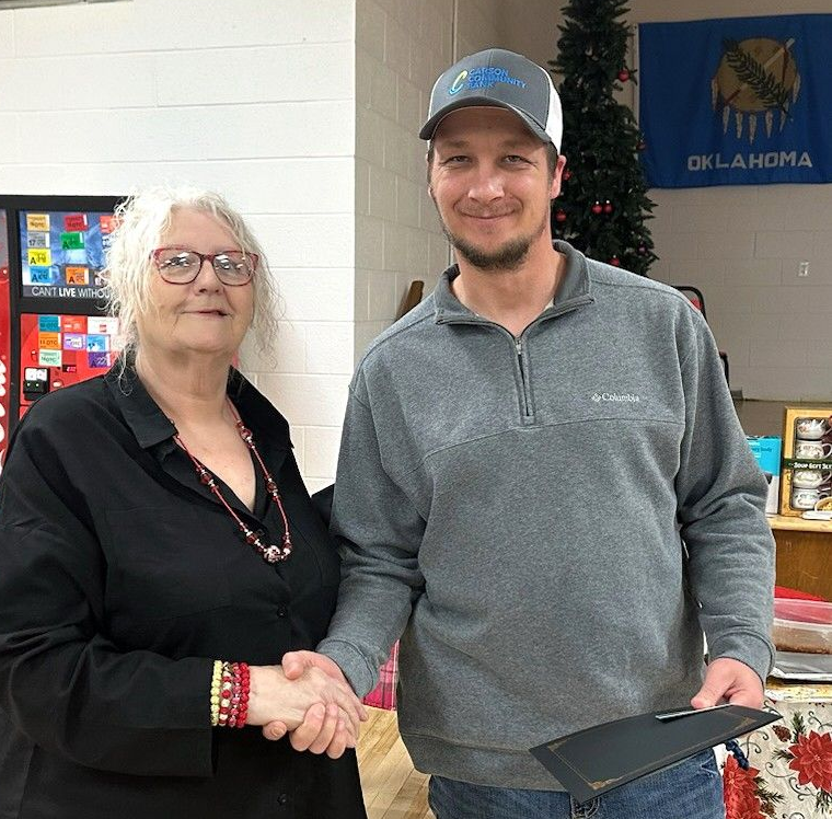 Jesse Akins and mayor Wright