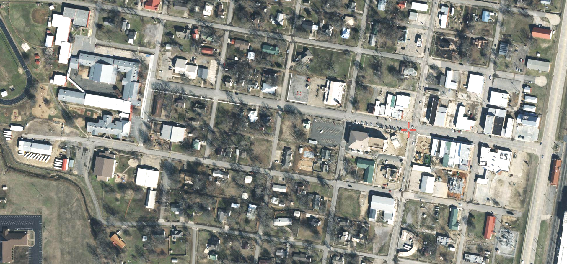 Satellite view of one area of Stilwell, OK, courtesy of USGS