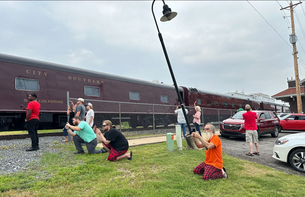 People are amazed to see a steam locomotive