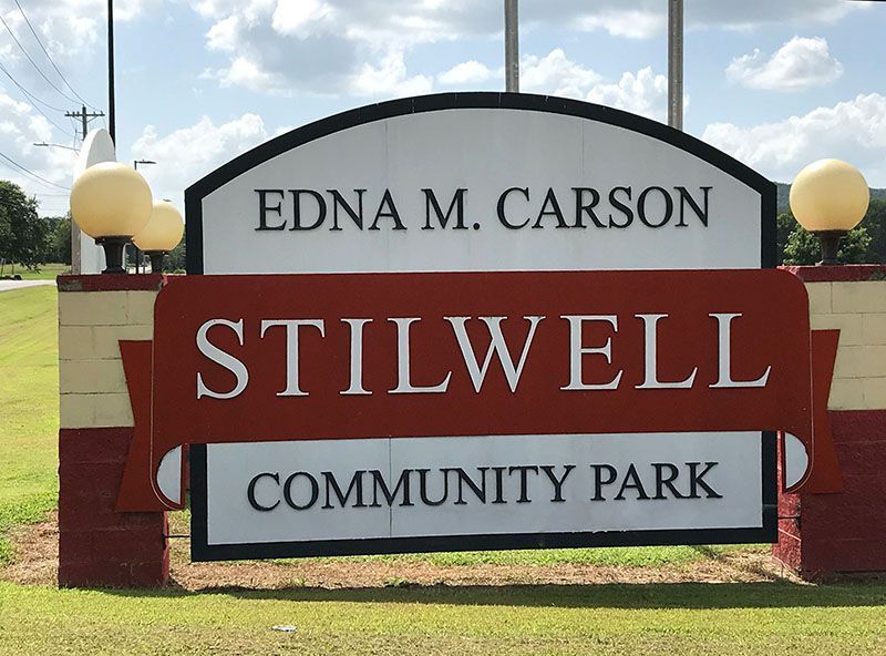 Edna M. Carson Stilwell Community Park sign