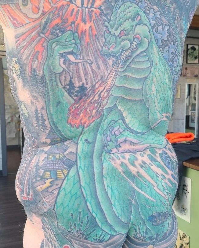 tattoo on the man's back