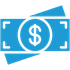 a blue dollar bill with a dollar sign in the middle .