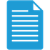 a blue icon of a sheet of paper with lines on it .