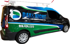 a day and night heating and air conditioning company van