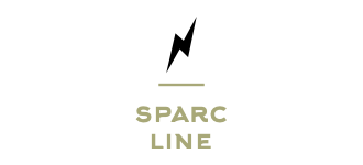 Logo: Black lightning bolt above 