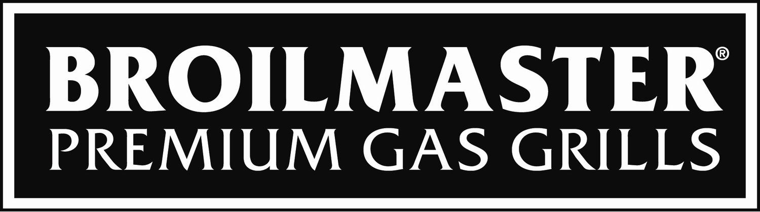 A black and white logo for broilmaster premium gas grills