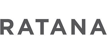 The word ratana is written in black letters on a white background.