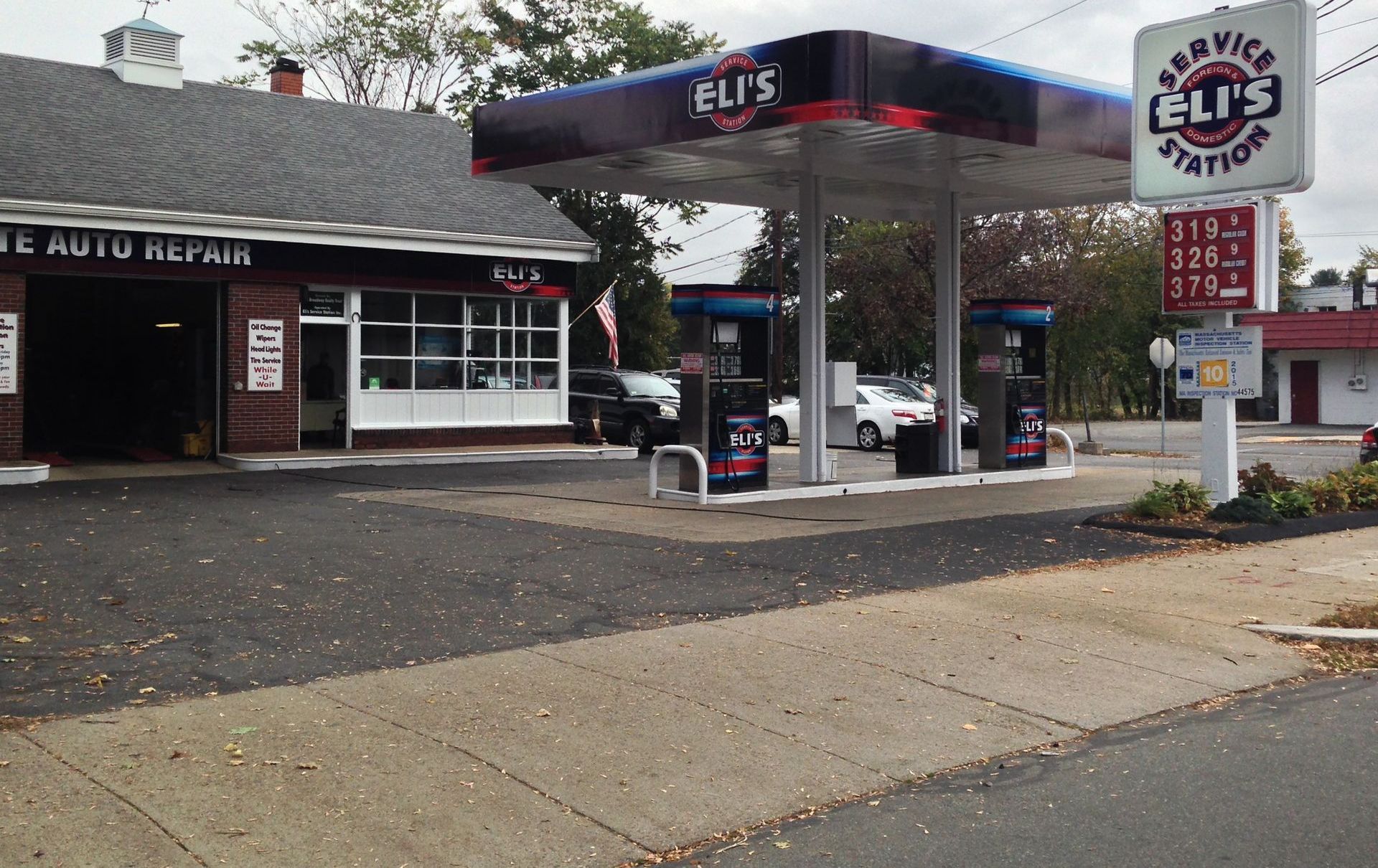 Exterior View of Eli's Service Station in Arlington, MA