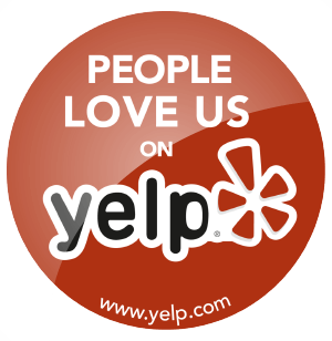 a yelp sticker that says people love us on yelp