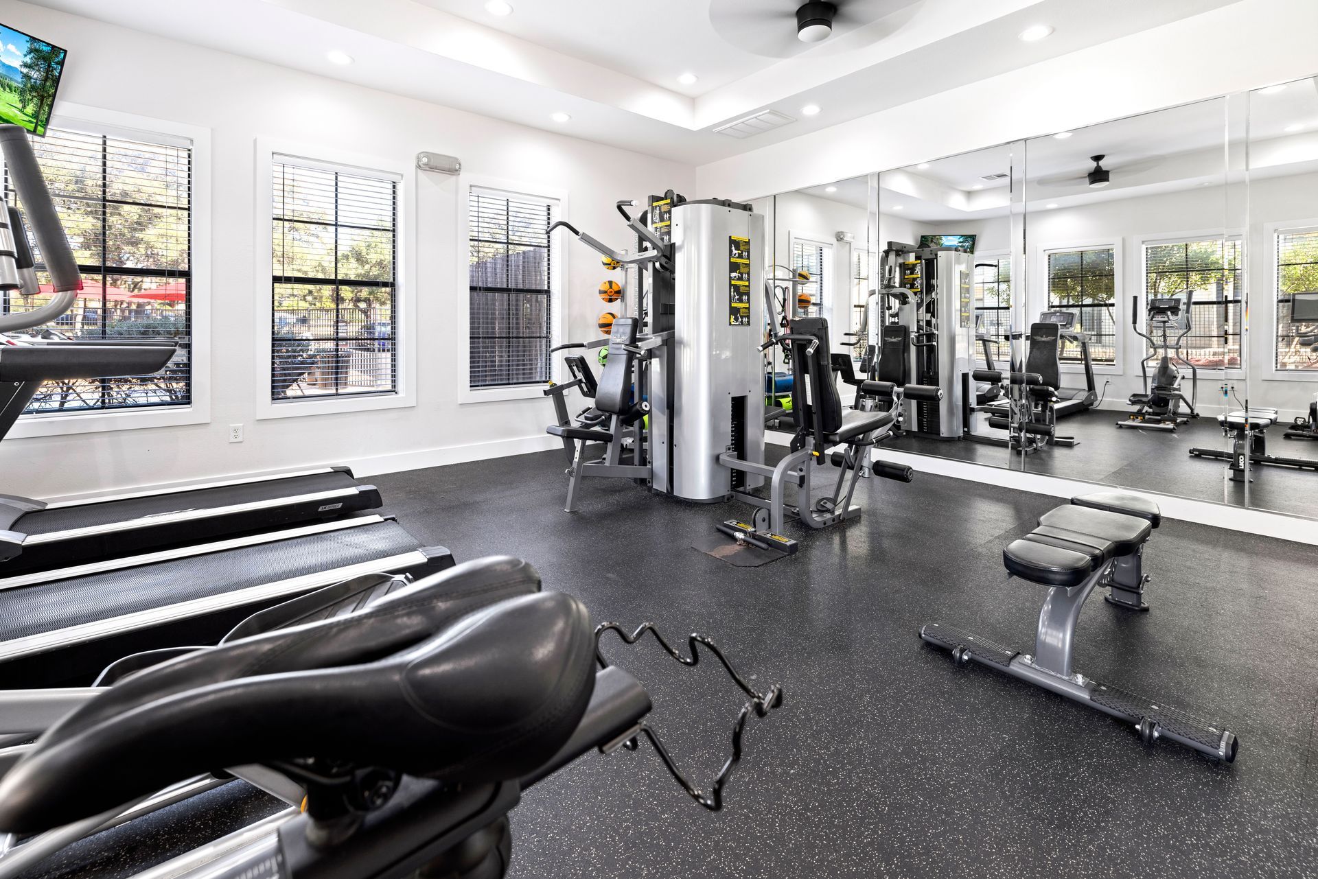 Fitness center at Ember at Alamo Ranch.