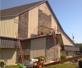 Brick Siding Constructed Around Church