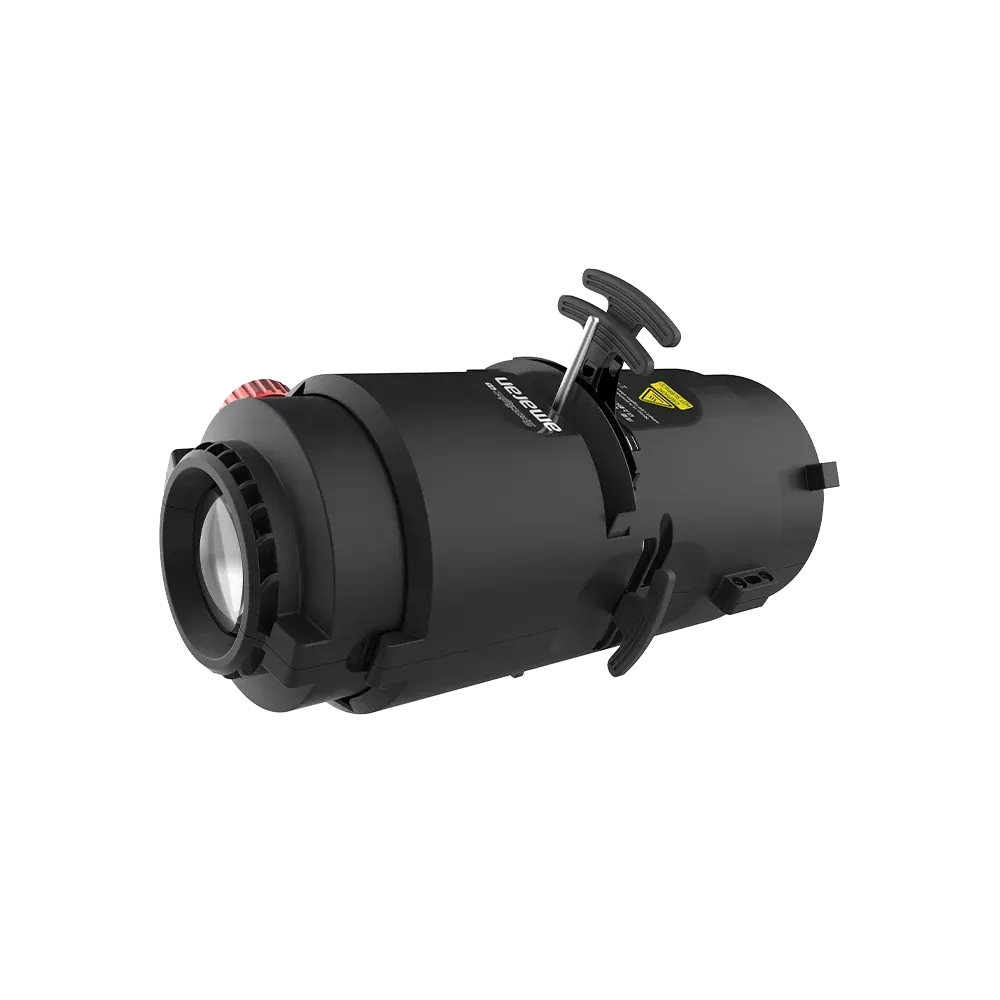 Black cylindrical underwater light with mounting bracket and front lens on white background