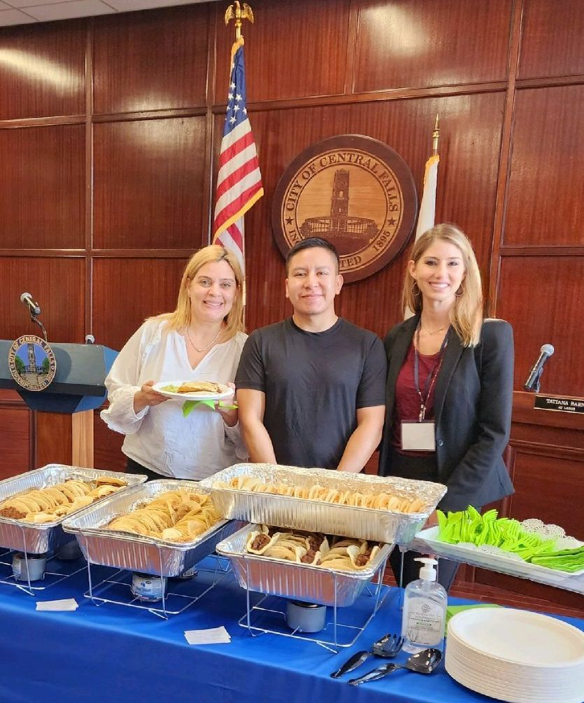 Kimberly Donald and Mayor Maria Rivera of Central Falls, with Owner, Diego Alcantar, of Tuxpan Taqueria.