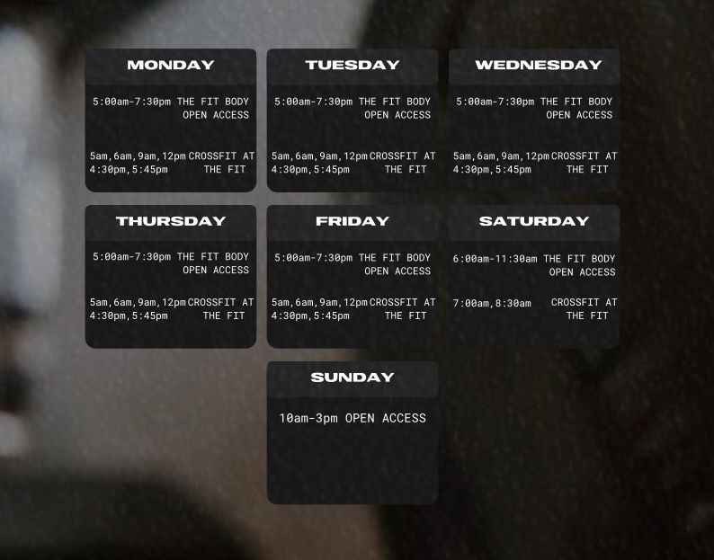 A schedule of workouts for monday thursday friday and saturday