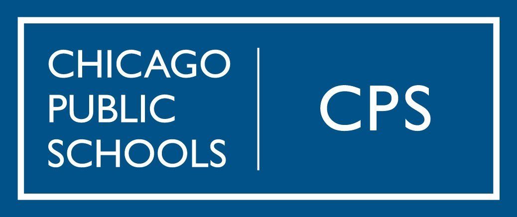 the logo for chicago public schools is blue and white .