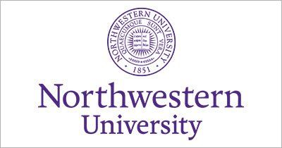 the logo for northwestern university is purple and white