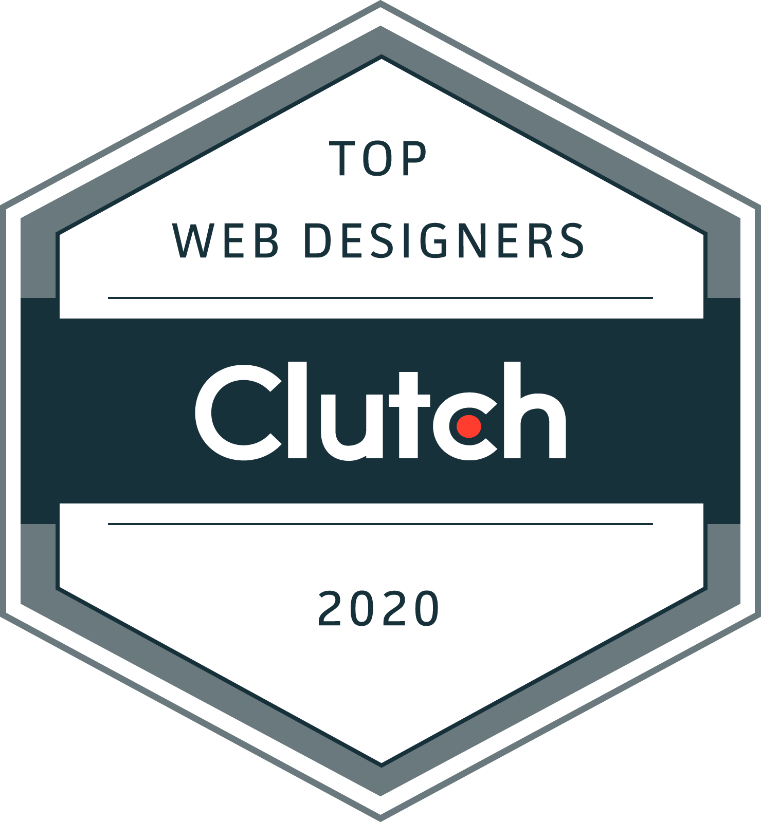 It is a badge that says top web designers clutch 2020.