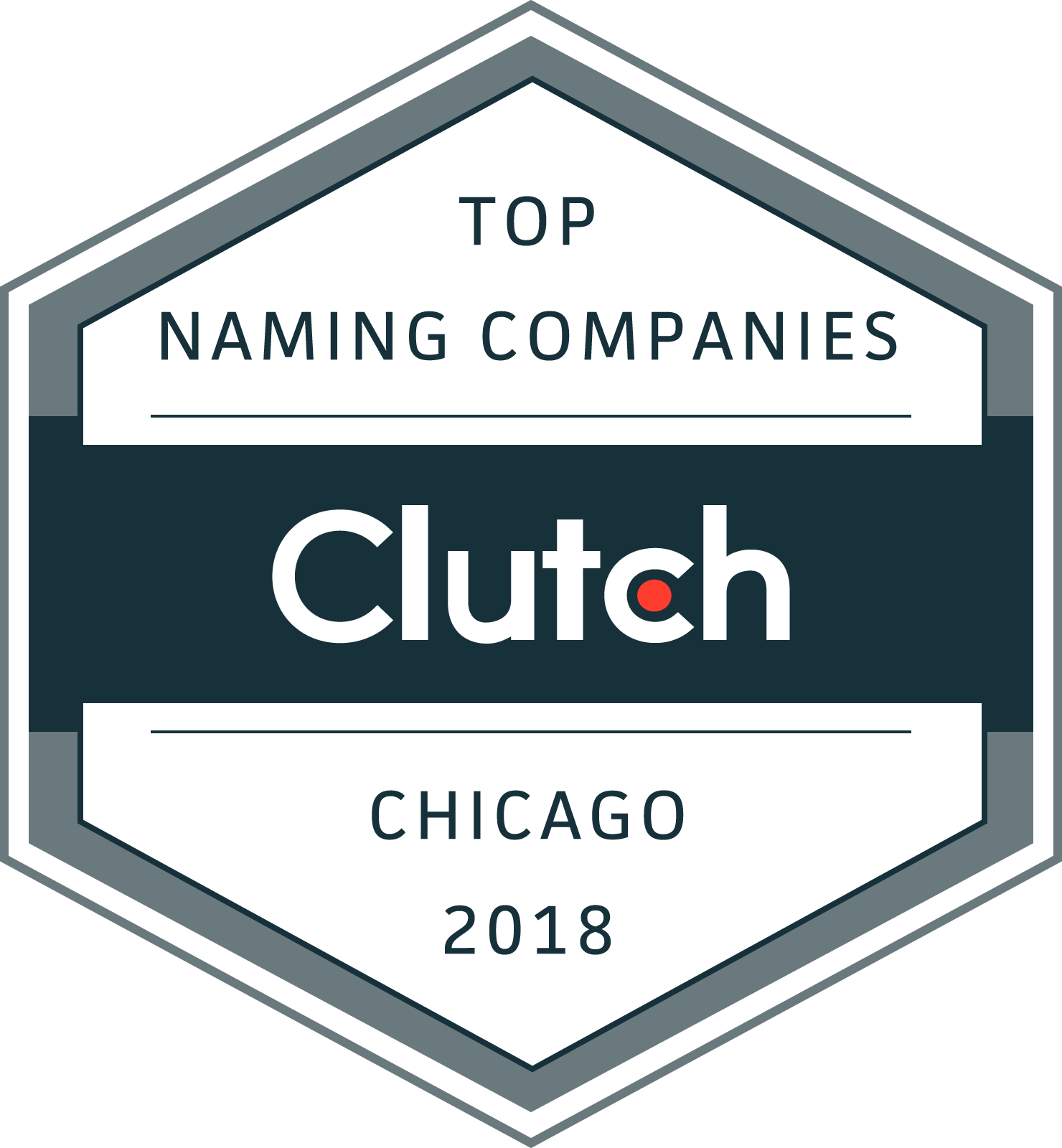 A logo for top naming companies clutch chicago 2018.