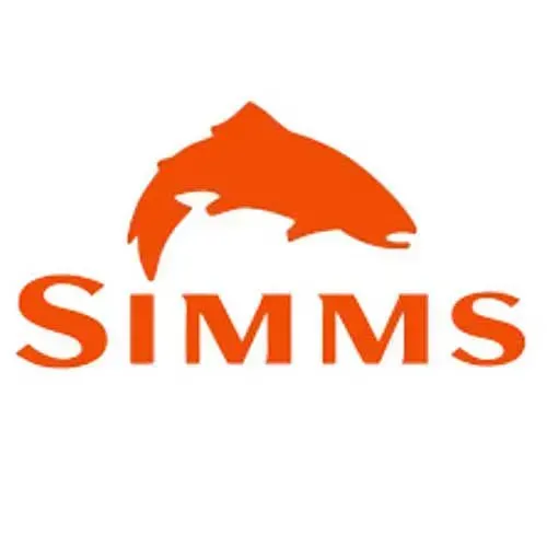 Orange Simms logo with a fish silhouette above the brand name.