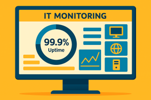IT monitoring dashboard showing uptime for business systems.