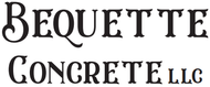 The logo for bequette concrete llc is black and white.