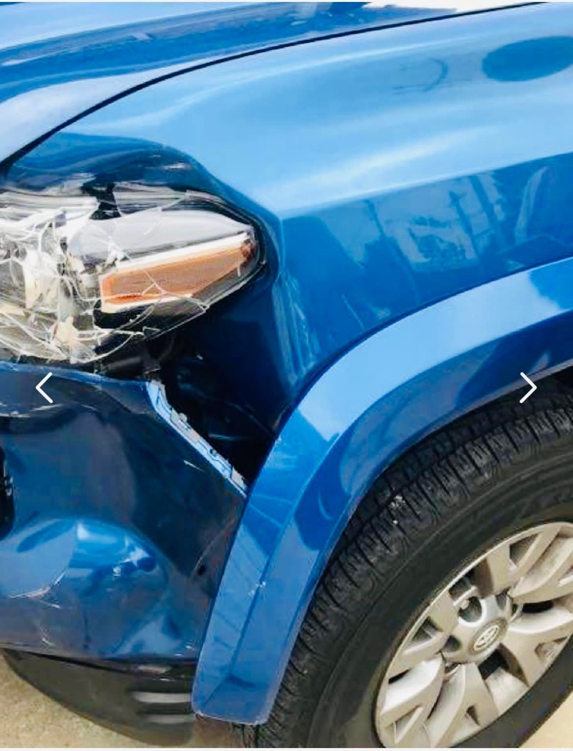 Premier Body & Paint Inc Blue Front Smash Before